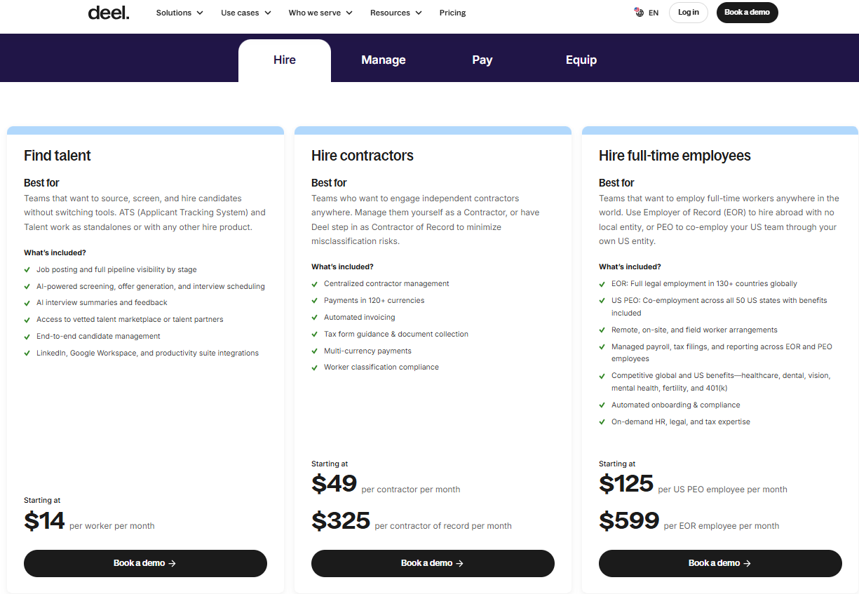 Deel Pricing Structure
